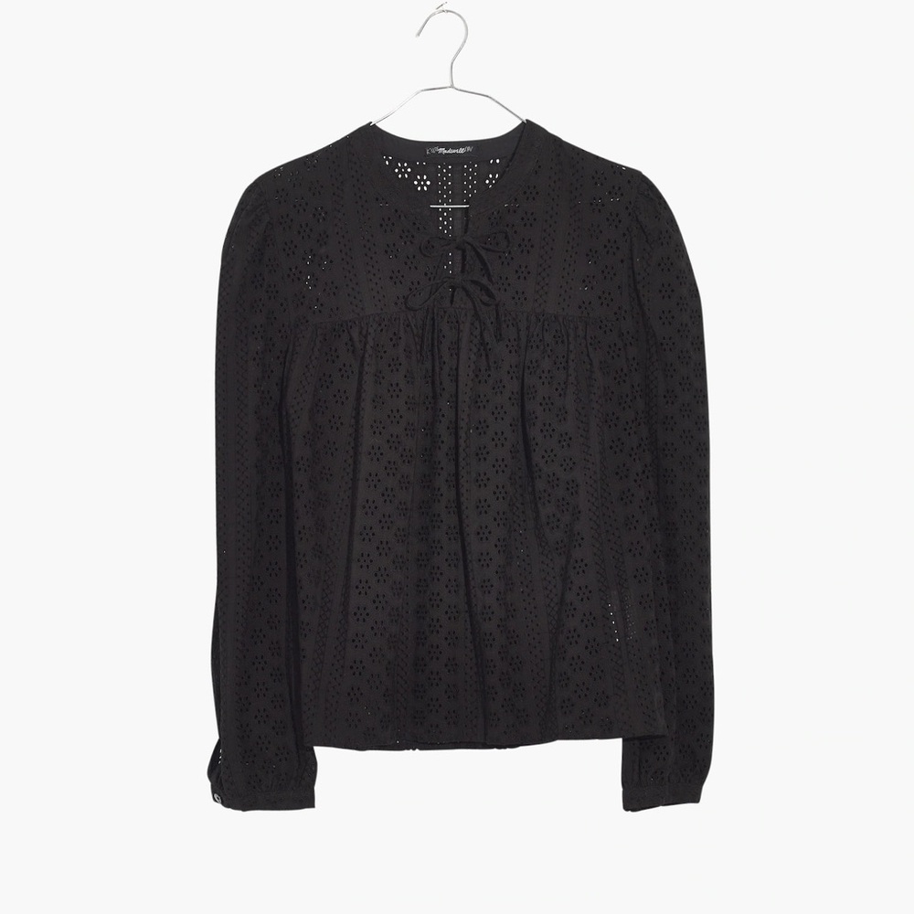 Madewell | Eyelet Double-Tie Peasant Top | Size S
